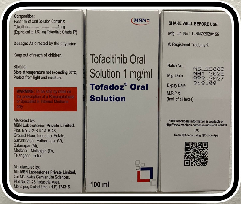 상시할인제품 [MSN Laboratories] 토파시티닙 오랄 솔루션 Tofadoz Oral Solution 100ml 3통